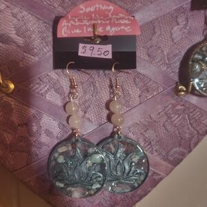 Elegant Blue Lotus Dangle Earrings